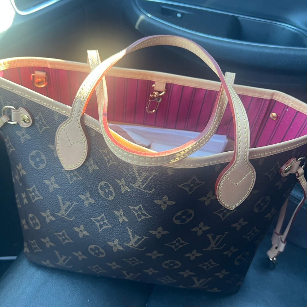 Monogram Shoulder Bag with Pink Lining